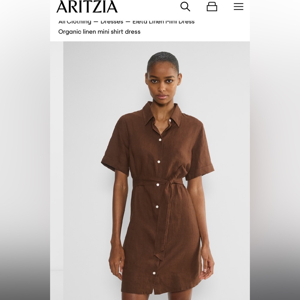 Wilfred Chocolate Brown Mini Shirt Dress